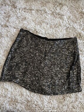 MLV Black Metallic Sequin Mini Skirt Size 6